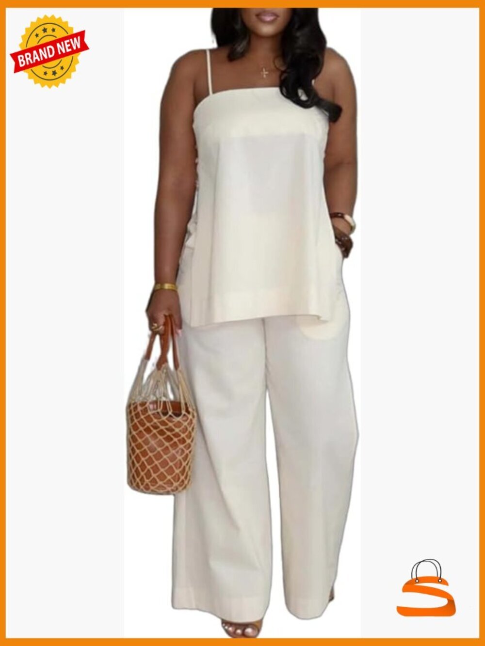 Linen 2-Piece Tank Top Wide Leg Pants Set Summer Vacation Outfit